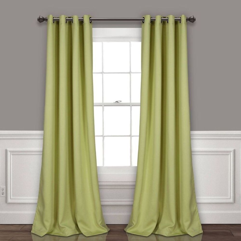 Lush Decor - Set of 2 (95"x52") Insulated Grommet Top Blackout  Green